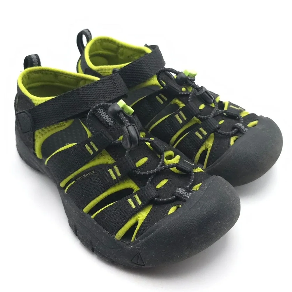 KEEN FootWear Kids Sandals 2 Black & Green Outdoor‎ Water Shoes Hook Loop